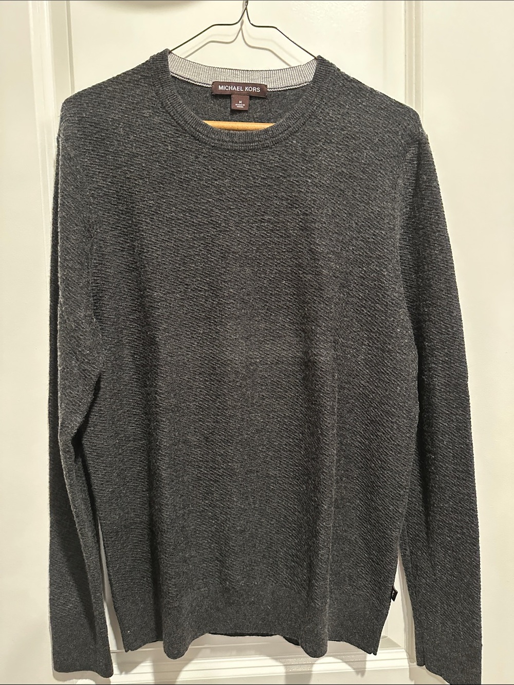 Michael Kors Men's Dark Gray Textured Crewneck Sweater